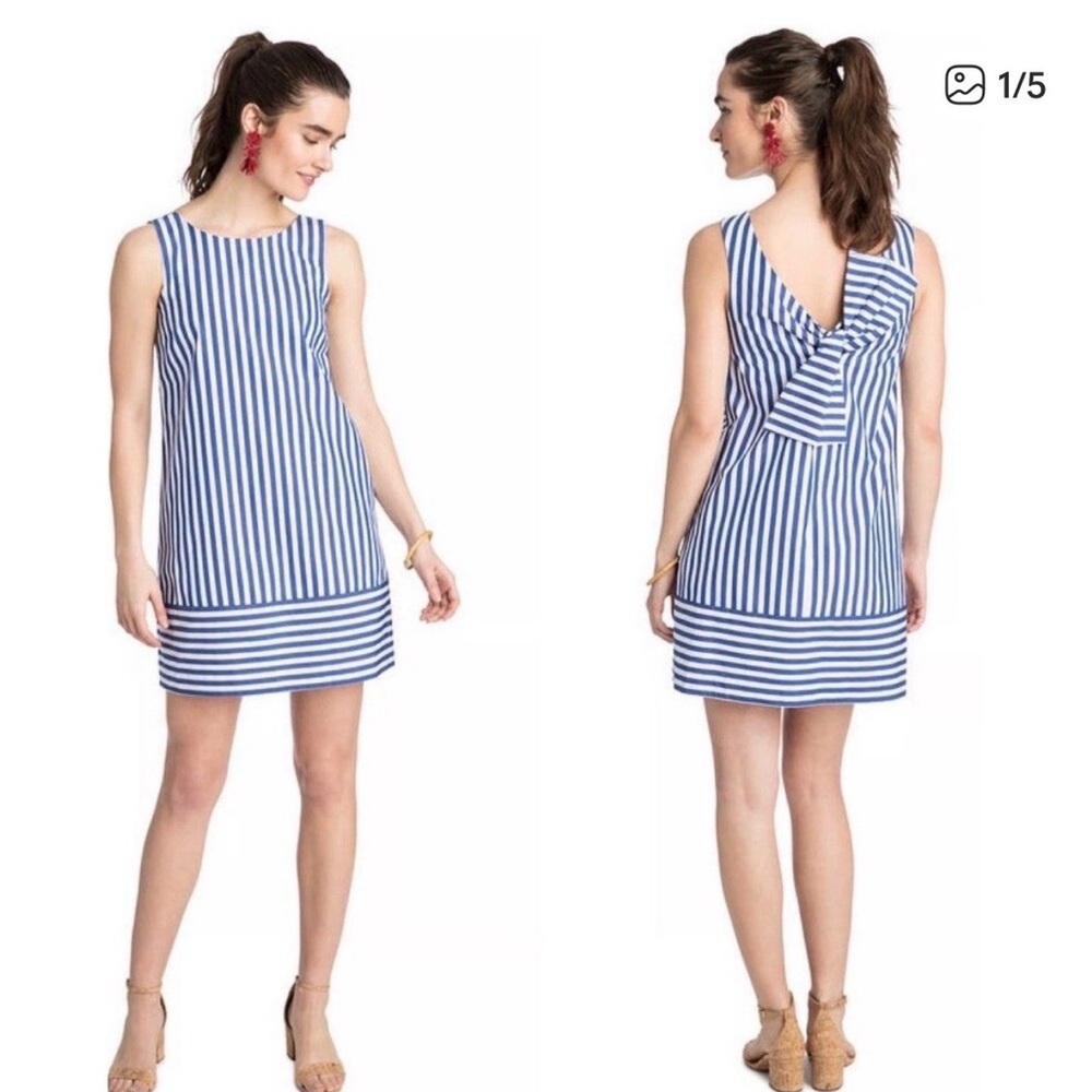 VINEYARD VINES Striped Blue and White Dress , (Bow Detail Back). Size 4